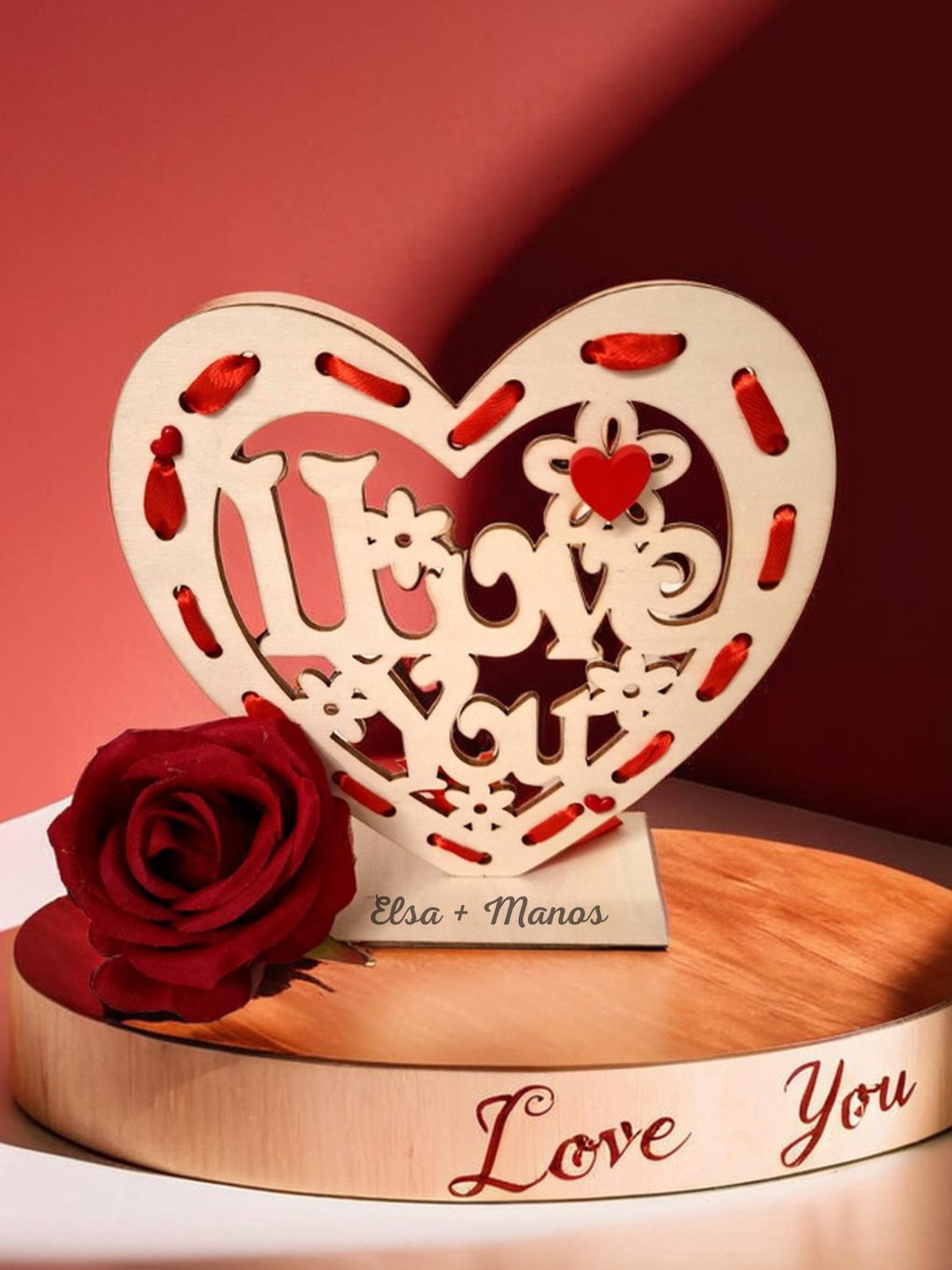 Χειροποίητη Ξύλινη Καρδιά “I Love you” 138-00007